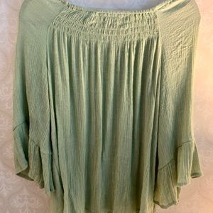 Green Bell-sleeved Top